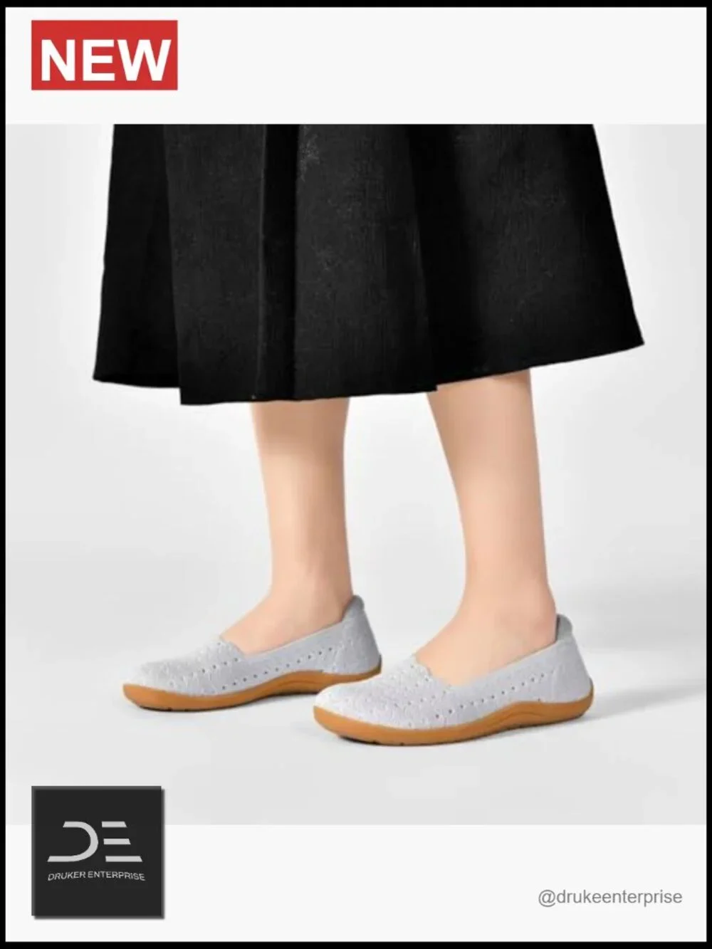 Wide Toe Box Knit Ballet Flats Slip-on Walking Comfort Shoes